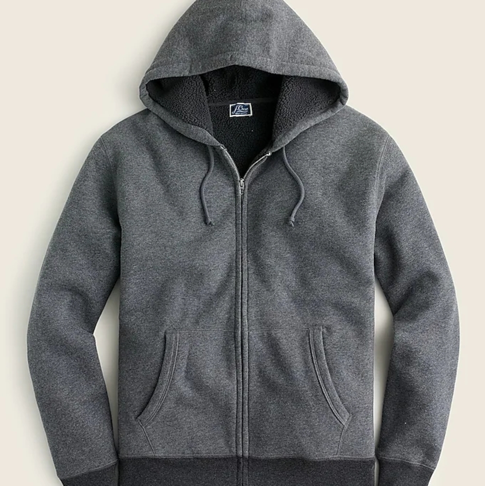 JCrew Heavy Marled Brushed Fleece sherpa-lined full-zip hoodie Sweatshirt